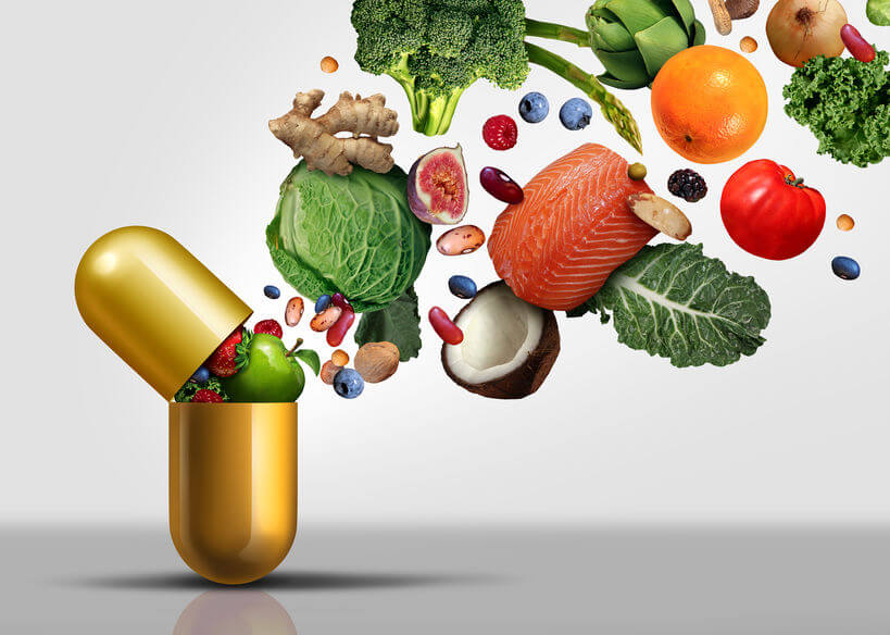 Complément alimentaire qui contient de nombreux vitamines, herbes