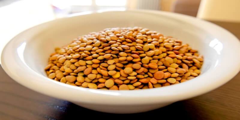 lentilles dans un bol sur la table